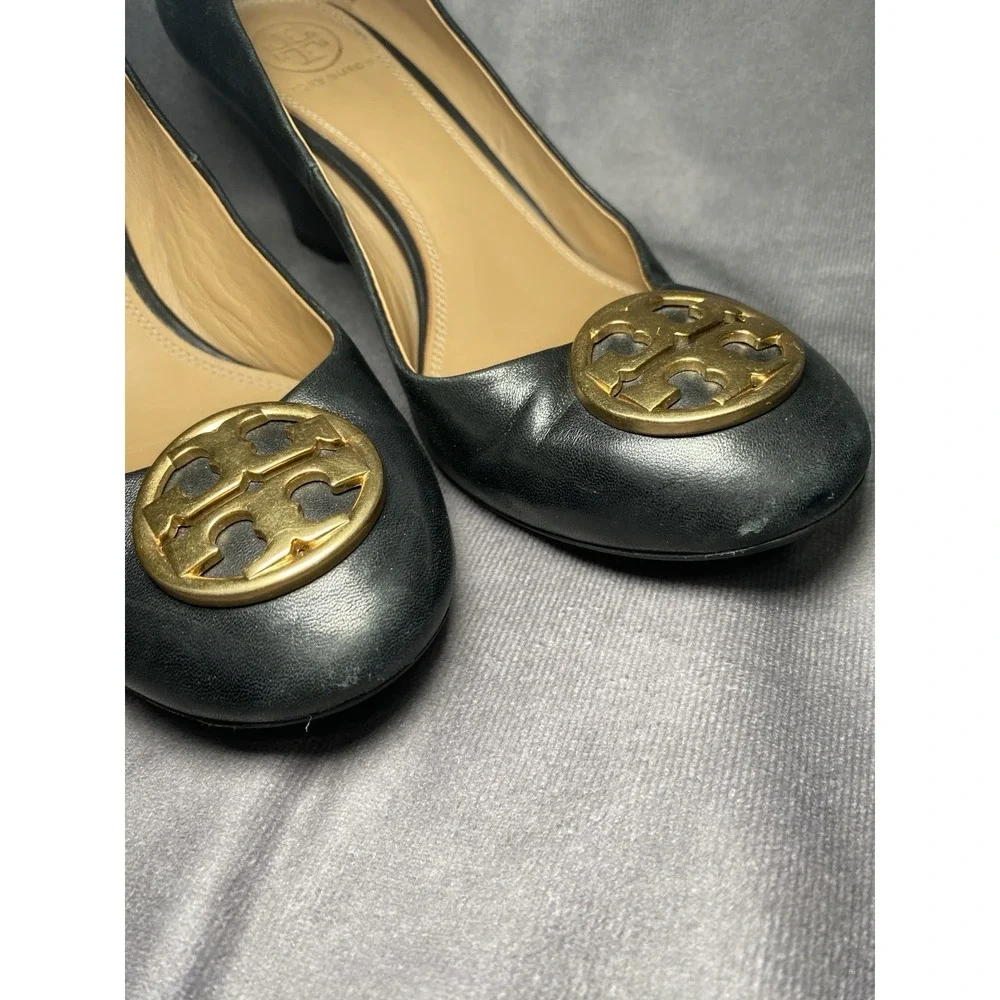 Quiet Luxury Tory Burch Chelsea Wedge 65mm Napa Leather Black Sz 7